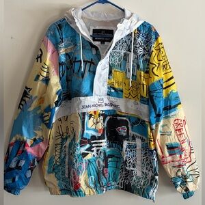 Jean Micheal Basquiat Men’s Large Members Only Anorak Windbreaker Hooded Jacket